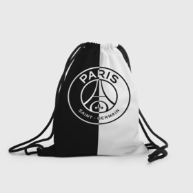 Рюкзак-мешок 3D с принтом ФК ПСЖ / PSG BLACK & WHITE в городе Новоалтайск, 100% полиэстер | плотность ткани — 200 г/м2, размер — 35 х 45 см; лямки — толстые шнурки, застежка на шнуровке, без карманов и подкладки | Тематика изображения на принте: paris saint germain | psg | saint | sport | париж | псг | спорт | футбол