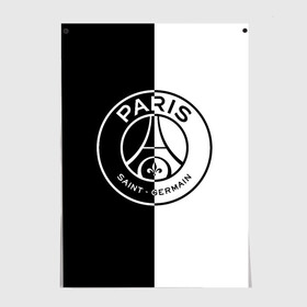 Постер с принтом ФК ПСЖ / PSG BLACK & WHITE в городе Новоалтайск, 100% бумага
 | бумага, плотность 150 мг. Матовая, но за счет высокого коэффициента гладкости имеет небольшой блеск и дает на свету блики, но в отличии от глянцевой бумаги не покрыта лаком | paris saint germain | psg | saint | sport | париж | псг | спорт | футбол