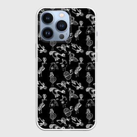 Чехол для iPhone 13 Pro с принтом Экзотические птицы . Скетч в городе Новоалтайск,  |  | детский | модный | рисунок | скетч | темный | черно белый | черный | экзотические птицы