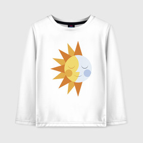 Детский лонгслив хлопок с принтом Sun and Moon в городе Новоалтайск, 100% хлопок | круглый вырез горловины, полуприлегающий силуэт, длина до линии бедер | alien | mars | moon | nasa | астероид | астронавт | астрономия | вселенная | гагарин | галактика | земля | илон маск | комета | космонавт | космос | луна | марс | наса | небо | нло | планета | пришелец | ракета