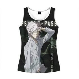 Женская майка 3D с принтом Сёго Макисима Psycho-Pass в городе Новоалтайск, 100% полиэстер | круглая горловина, прямой силуэт, длина до линии бедра | makishima shougo | антагонист | макишима | психо паспорт | психопаспорт | сёго макисима