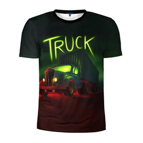 Мужская футболка 3D спортивная с принтом Truck neon в городе Новоалтайск, 100% полиэстер с улучшенными характеристиками | приталенный силуэт, круглая горловина, широкие плечи, сужается к линии бедра | truck | trucks | грузовик | грузовики | дальнобои | дальнобой | дальнобойщик | фура | фуры