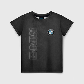 Детская футболка 3D с принтом BMW LOGO AND INSCRIPTION в городе Новоалтайск, 100% гипоаллергенный полиэфир | прямой крой, круглый вырез горловины, длина до линии бедер, чуть спущенное плечо, ткань немного тянется | bmw | авто | автомобиль | бмв | логотип | марка | машина | надпись | текстура