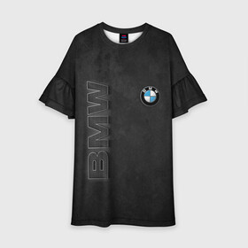 Детское платье 3D с принтом BMW LOGO AND INSCRIPTION в городе Новоалтайск, 100% полиэстер | прямой силуэт, чуть расширенный к низу. Круглая горловина, на рукавах — воланы | bmw | авто | автомобиль | бмв | логотип | марка | машина | надпись | текстура