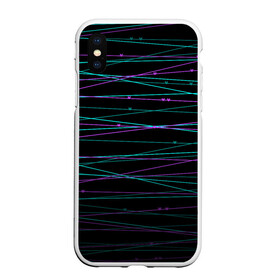 Чехол для iPhone XS Max матовый с принтом Неоновые тонкие нити  в городе Новоалтайск, Силикон | Область печати: задняя сторона чехла, без боковых панелей | детский | любовь | неоновый узор | полосы | сердечки | сердце | темный | тонкие полоски | черный