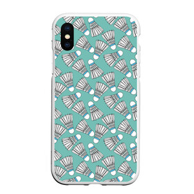 Чехол для iPhone XS Max матовый с принтом Воланы на ментоловом в городе Новоалтайск, Силикон | Область печати: задняя сторона чехла, без боковых панелей | бадминтон | белый | воланы | ментоловый | минт | нежно зеленый | орнамент | паттерн | спорт | спортивное | узор | цвет тиффани