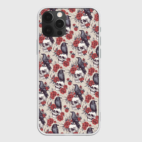 Чехол для iPhone 12 Pro Max с принтом Skull raven в городе Новоалтайск, Силикон |  | art | flowers | gothic | pattern | raven | roses | skull | арт | ворон | готика | паттерн | розы | цветы | череп