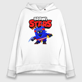 Женское худи Oversize хлопок с принтом Ниндзя Ash Brawl Stars Эш  в городе Новоалтайск, френч-терри — 70% хлопок, 30% полиэстер. Мягкий теплый начес внутри —100% хлопок | боковые карманы, эластичные манжеты и нижняя кромка, капюшон на магнитной кнопке | Тематика изображения на принте: ash | brawl | brawl stars | brawlstars | brawl_stars | аш | бравл | бравлстарс | эш