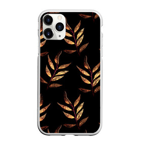 Чехол для iPhone 11 Pro Max матовый с принтом Золотисто-красные листья в городе Новоалтайск, Силикон |  | 8 марта | leaves | march 8 | spring | ботаническая иллюстрация | весна | день рождения | золотой | красный | лето | листья | любовь | праздник | принт | природа | растения | черный