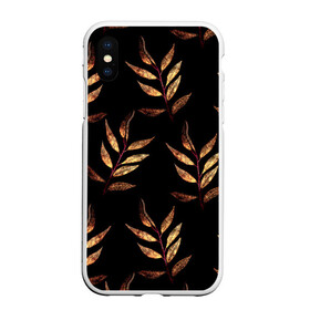 Чехол для iPhone XS Max матовый с принтом Золотисто-красные листья в городе Новоалтайск, Силикон | Область печати: задняя сторона чехла, без боковых панелей | 8 марта | leaves | march 8 | spring | ботаническая иллюстрация | весна | день рождения | золотой | красный | лето | листья | любовь | праздник | принт | природа | растения | черный