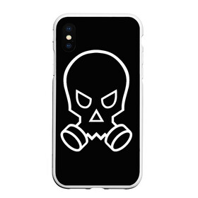 Чехол для iPhone XS Max матовый с принтом череп с противогазом в городе Новоалтайск, Силикон | Область печати: задняя сторона чехла, без боковых панелей | апокалипсис | противогаз | череп | черный