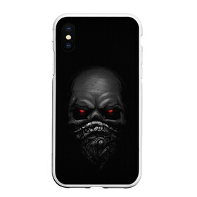 Чехол для iPhone XS Max матовый с принтом ВЗГЛЯД ИЗ ТЕМНОТЫ, в городе Новоалтайск, Силикон | Область печати: задняя сторона чехла, без боковых панелей | балаклава | взгляд | глаза | зомби | маска | мертвец | минимализм | темнота | череп