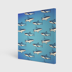 Холст квадратный с принтом Акулы Паттерн в городе Новоалтайск, 100% ПВХ |  | shark | акулы | иллюстрация | морские жители | морские обитатели | паттерн | рисунок | рыбы