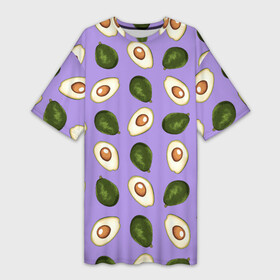 Платье-футболка 3D с принтом Авокадо паттерн в городе Новоалтайск,  |  | avocado | авокадо | авокадо паттерн | авокадо с косточкой | еда | зеленый | косточка | овощ | орнамент | паттерн | полезное питание | узор | фиолетовый