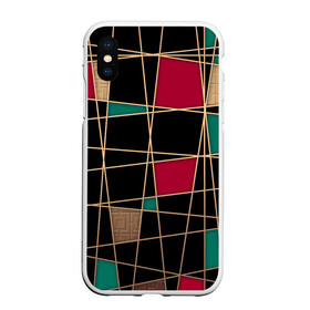 Чехол для iPhone XS Max матовый с принтом Модный  абстрактный узор  в городе Новоалтайск, Силикон | Область печати: задняя сторона чехла, без боковых панелей | Тематика изображения на принте: бирюзовый | золотой | красный | модный | молодежный | мужской | полосы | современный | текстура | черный