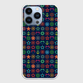 Чехол для iPhone 13 Pro с принтом Морской разноцветный узор в городе Новоалтайск,  |  | Тематика изображения на принте: абстрактный | детский | звезда | малышам | мальчиковый | модный | молодежный | море | синий | современный | якорь