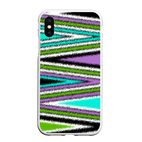 Чехол для iPhone XS Max матовый с принтом Абстрактный асимметричный  в городе Новоалтайск, Силикон | Область печати: задняя сторона чехла, без боковых панелей | асимметричный | бирюзовый молодежный | комбинированный | косые полосы | креативный | мужской | темный | фиолетовый | штрихи