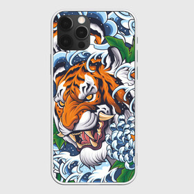 Чехол для iPhone 12 Pro Max с принтом Тигр в городе Новоалтайск, Силикон |  | Тематика изображения на принте: дикая кошка | зверь | клык | крупная кошка | тигр | хищник | хризантема | цветы | япония