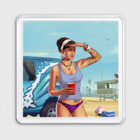 Магнит 55*55 с принтом girl with coffee в городе Новоалтайск, Пластик | Размер: 65*65 мм; Размер печати: 55*55 мм | Тематика изображения на принте: art | beach | car | game | grand theft auto v | gta 5 | gta online | sand | sky | арт | гта 5 | гта онлайн | игра | машина | небо | песок | пляж