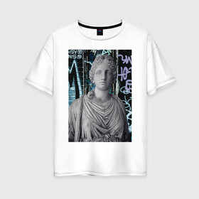 Женская футболка хлопок Oversize с принтом  Aphrodite of Milo в городе Новоалтайск, 100% хлопок | свободный крой, круглый ворот, спущенный рукав, длина до линии бедер
 | афродита милосская | граффити | девушка | древняя греция | женщина | картина | надписи | рисунок | скульптура | статуя | уличный стиль