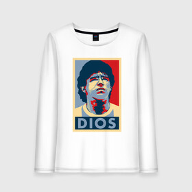 Женский лонгслив хлопок с принтом Dios - Maradona в городе Новоалтайск, 100% хлопок |  | argentina | diego | football | maradona | messi | аргентина | гол | диего | игрок | марадона | месси | мяч | рука бога | спорт | футбол | футболист | чемпион