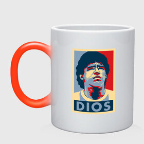 Кружка хамелеон с принтом Dios - Maradona в городе Новоалтайск, керамика | меняет цвет при нагревании, емкость 330 мл | argentina | diego | football | maradona | messi | аргентина | гол | диего | игрок | марадона | месси | мяч | рука бога | спорт | футбол | футболист | чемпион