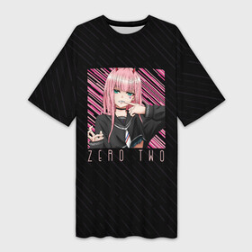 Платье-футболка 3D с принтом Zero Two в квадрате в городе Новоалтайск,  |  | darling | darling in the franxx | zero two | вайфу | зеро ту | код 002 | любимый во франксе | франкс