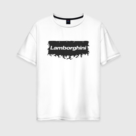 Женская футболка хлопок Oversize с принтом Lamborghini - Flames в городе Новоалтайск, 100% хлопок | свободный крой, круглый ворот, спущенный рукав, длина до линии бедер
 | auto | lambo | lamborghini | logo | moto | symbol | авто | автомобиль | гонки | знак | ламбо | ламборгини | ламборджини | лого | логотип | логотипы | марка | машина | мото | огонь | пламя | символ | символы