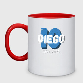 Кружка двухцветная с принтом Diego 10 в городе Новоалтайск, керамика | объем — 330 мл, диаметр — 80 мм. Цветная ручка и кайма сверху, в некоторых цветах — вся внутренняя часть | argentina | diego | football | maradona | messi | аргентина | гол | диего | игрок | марадона | месси | мяч | рука бога | спорт | футбол | футболист | чемпион