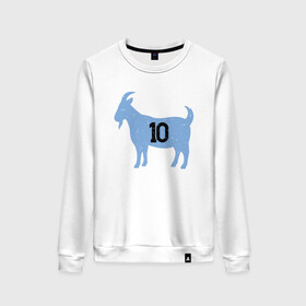 Женский свитшот хлопок с принтом GOAT - Maradona в городе Новоалтайск, 100% хлопок | прямой крой, круглый вырез, на манжетах и по низу широкая трикотажная резинка  | argentina | diego | football | maradona | messi | аргентина | гол | диего | игрок | марадона | месси | мяч | рука бога | спорт | футбол | футболист | чемпион