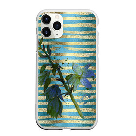 Чехол для iPhone 11 Pro матовый с принтом Сумеречные цветы и золото в городе Новоалтайск, Силикон |  | акварель | бирюзовые | брызги | вечер | женственный | золотистые | золото | золотые | полоски | сумерки | цветок | цветочки | цветочный | цветы