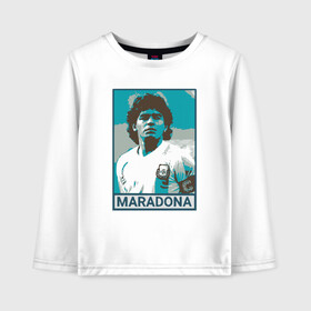 Детский лонгслив хлопок с принтом Maradona в городе Новоалтайск, 100% хлопок | круглый вырез горловины, полуприлегающий силуэт, длина до линии бедер | argentina | diego | football | maradona | messi | аргентина | гол | диего | игрок | марадона | месси | мяч | рука бога | спорт | футбол | футболист | чемпион