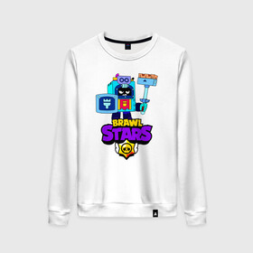 Женский свитшот хлопок с принтом Ash / Эш Brawl Stars в городе Новоалтайск, 100% хлопок | прямой крой, круглый вырез, на манжетах и по низу широкая трикотажная резинка  | ash | ash brawl stars | ash бравл старс | ninja ash | аш | бравл старс эш | бравлер | бравлер эш | браво старс | ниндзя эш | эш | эш бравл старс