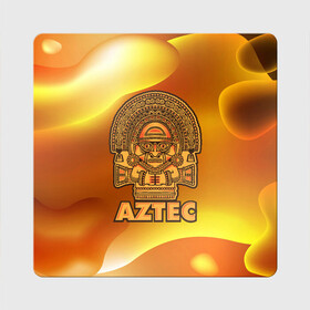 Магнит виниловый Квадрат с принтом Aztec Ацтеки в городе Новоалтайск, полимерный материал с магнитным слоем | размер 9*9 см, закругленные углы | ацтеки | ацтекская империя | индеец | индейцы | символ | фигурка
