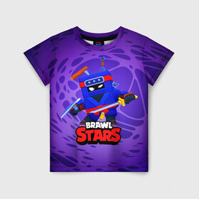 Детская футболка 3D с принтом Ninja Ash Brawl Stars Эш  в городе Новоалтайск, 100% гипоаллергенный полиэфир | прямой крой, круглый вырез горловины, длина до линии бедер, чуть спущенное плечо, ткань немного тянется | ash | brawl | brawl stars | brawlstars | brawl_stars | аш | бравл | бравлстарс | эш
