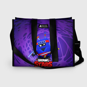 Сумка-шоппер 3D с принтом Ninja Ash Brawl Stars Эш  в городе Новоалтайск, 100% полиэстер | застегивается на металлическую кнопку; внутренний карман застегивается на молнию. Стенки укреплены специальным мягким материалом, чтобы защитить содержимое от несильных ударов
 | ash | brawl | brawl stars | brawlstars | brawl_stars | аш | бравл | бравлстарс | эш
