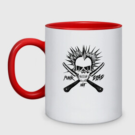 Кружка двухцветная с принтом КиШ Punk not Dead в городе Новоалтайск, керамика | объем — 330 мл, диаметр — 80 мм. Цветная ручка и кайма сверху, в некоторых цветах — вся внутренняя часть | Тематика изображения на принте: horror punk | king and jester | kish | knyazz | music | punk rock | rock group | russian rock | todd | андреем князевым | горшок | к и ш | киш | княzz | князь | король и шут | михаил горшенёв | музыка | панкрок | рок группа | русский рок | тод
