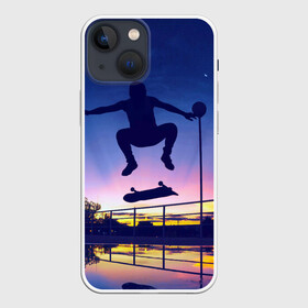 Чехол для iPhone 13 mini с принтом Skateboarding в городе Новоалтайск,  |  | board | man | skate | skateboard | skateboarder | skateboarding | sport | street | sunset | доска | закат | скейт | скейтборд | скейтбординг | скейтбордист | спорт | улица | человек