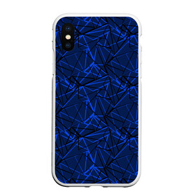 Чехол для iPhone XS Max матовый с принтом Черно-синий геометрический   в городе Новоалтайск, Силикон | Область печати: задняя сторона чехла, без боковых панелей | Тематика изображения на принте: абстрактный | геометрические фигуры | геометрический | модный | молодежный | полосы | синий | синий и черный
