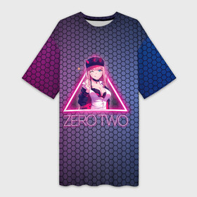 Платье-футболка 3D с принтом Zero Two в треугольнике в городе Новоалтайск,  |  | darling | darling in the franxx | zero two | вайфу | зеро ту | код 002 | любимый во франксе | франкс