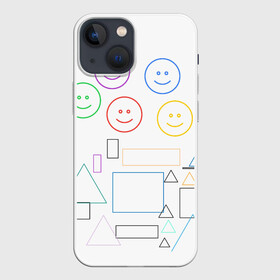 Чехол для iPhone 13 mini с принтом фигуры в городе Новоалтайск,  |  | forms | rainbow | smiles | squares | triangles | квадраты | радуга | смайлы | треугольники | улыбки
emoticons | фигуры
