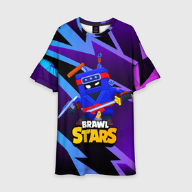 Детское платье 3D с принтом Ash Brawl Stars Эш  в городе Новоалтайск, 100% полиэстер | прямой силуэт, чуть расширенный к низу. Круглая горловина, на рукавах — воланы | ash | brawl | brawl stars | brawlstars | brawl_stars | аш | бравл | бравлстарс | эш