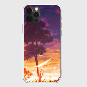 Чехол для iPhone 12 Pro Max с принтом Закат в аниме стиле в городе Новоалтайск, Силикон |  | акварель | алый закат | аниме | в аниме стиле | ветер | деревья | закат | красками | листва | облака | рассвет | рисунок | солнце | тучи