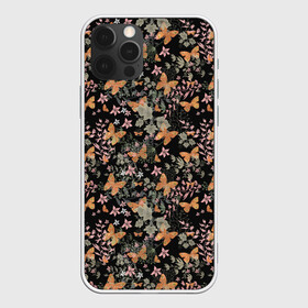 Чехол для iPhone 12 Pro Max с принтом Ретро узор . Бабочки в городе Новоалтайск, Силикон |  | Тематика изображения на принте: бабочки | винтажный | детский | женский | коричневый | растения | ретро | тропический | черный фон