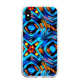 Чехол для iPhone XS Max матовый с принтом Желто-синий абстрактный узор  в городе Новоалтайск, Силикон | Область печати: задняя сторона чехла, без боковых панелей | геометрический | желтый | модный | плетение | синий | современный | яркий синий
