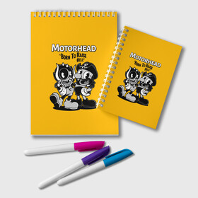 Блокнот с принтом Motorhead x Cuphead в городе Новоалтайск, 100% бумага | 48 листов, плотность листов — 60 г/м2, плотность картонной обложки — 250 г/м2. Листы скреплены удобной пружинной спиралью. Цвет линий — светло-серый
 | alternative | cuphead | metall | motorhead | music | rock | альтернатива | капхэд | лемми | металл | моторхед | моторхэд | музыка | рок