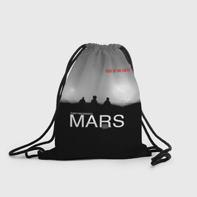 Рюкзак-мешок 3D с принтом Thirty Seconds to Mars - Edge of the Earth в городе Новоалтайск, 100% полиэстер | плотность ткани — 200 г/м2, размер — 35 х 45 см; лямки — толстые шнурки, застежка на шнуровке, без карманов и подкладки | Тематика изображения на принте: 30 seconds to mars | 30 секунд до марса | 30 фстм | 30stm | 30сдм | jared leto | rock band | thirty seconds to mars | альтернативный | гранж | джаред лето | нео | пост | прогрессивный | рок группа | фети секондс ту марс | хард | шеннон