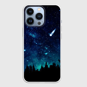 Чехол для iPhone 13 Pro с принтом ЛЕС НОЧЬЮ в городе Новоалтайск,  |  | Тематика изображения на принте: вселенная | деревья | звёзды | комета | космос | лес | ночь