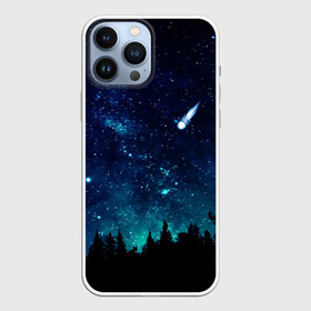 Чехол для iPhone 13 Pro Max с принтом ЛЕС НОЧЬЮ в городе Новоалтайск,  |  | Тематика изображения на принте: вселенная | деревья | звёзды | комета | космос | лес | ночь