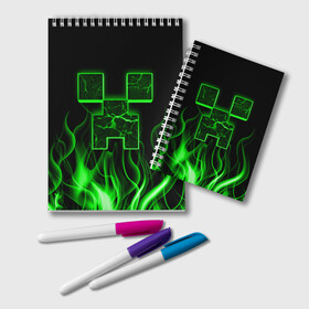 Блокнот с принтом MINECRAFT TEXTURE FIRE в городе Новоалтайск, 100% бумага | 48 листов, плотность листов — 60 г/м2, плотность картонной обложки — 250 г/м2. Листы скреплены удобной пружинной спиралью. Цвет линий — светло-серый
 | Тематика изображения на принте: creeper | fire | game | minecraft | железо | игра | компьютерная | крипер | криппер | майн | майнкрафт | огонь | пламя | текстура